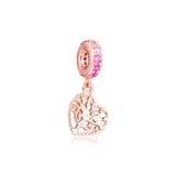 925 Silver Tree of Love Dangle Charm Bead CZ Fits Europe Bracelet