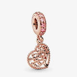 925 Silver Tree of Love Dangle Charm Bead CZ Fits Europe Bracelet