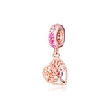 925 Silver Tree of Love Dangle Charm Bead CZ Fits Europe Bracelet