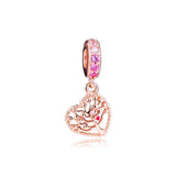 925 Silver Tree of Love Dangle Charm Bead CZ Fits Europe Bracelet