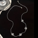 925 Silver Rose Choker Necklace Vintage Flower Choker Hypoallergenic Jewelry