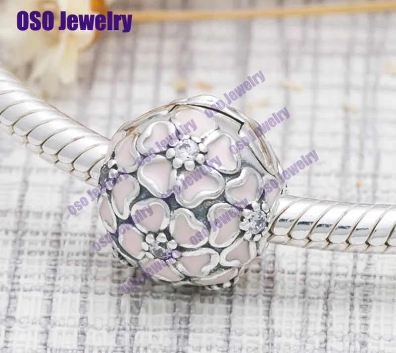 925 Silver Rose Flower Clip Charms Beads for Bracelet