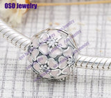 925 Silver Rose Flower Clip Charms Beads for Bracelet