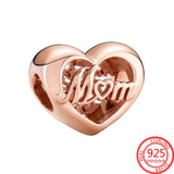 925 Silver Rose Heart Thank You Mum Charm Bracelet Mother Gift