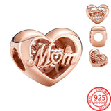 925 Silver Rose Heart Thank You Mum Charm Bracelet Mother Gift
