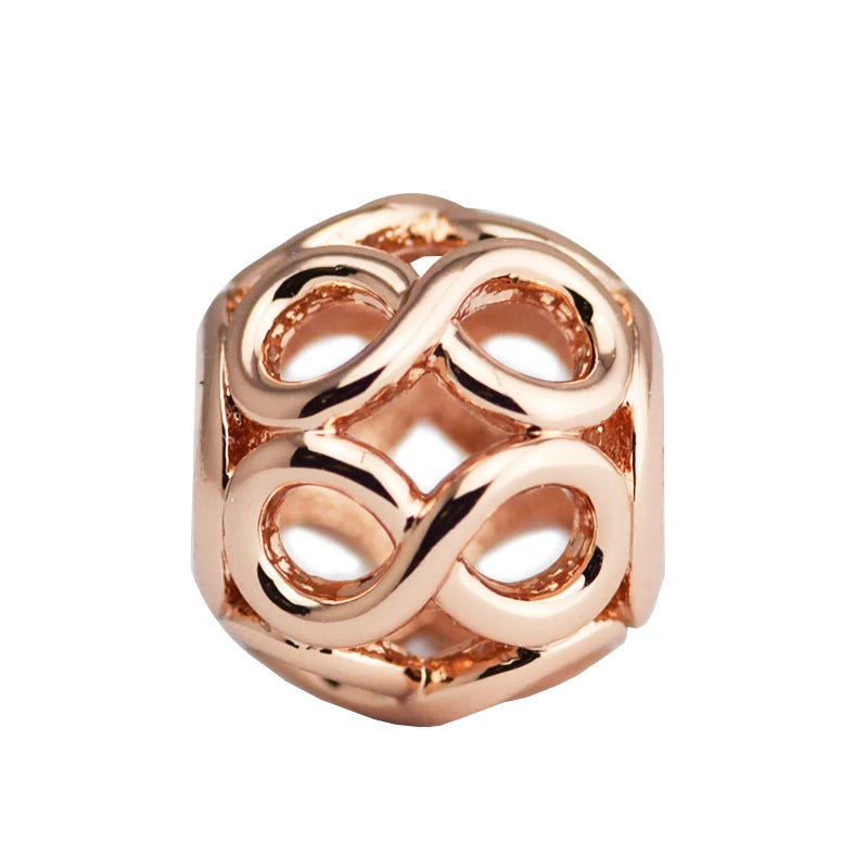 925 Sterling Silver Rose Infinite Shine Charms Beads for Jewelry Making