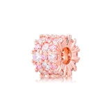 925 Silver Rose Pink & Clear Sparkling Charms Beads Fit Europe Bracelet