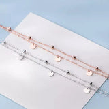 925 Silver Disc Coin Layer Chain Bracelet For Women