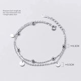 925 Silver Disc Coin Layer Chain Bracelet For Women