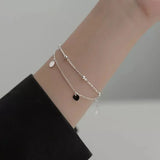 925 Silver Disc Coin Layer Chain Bracelet For Women