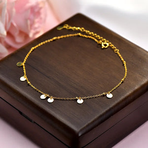 925 Silver Round Geometric Foot Chain Anklet for Women