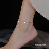 925 Silver Round Geometric Foot Chain Anklet for Women