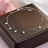 925 Silver Round Geometric Foot Chain Anklet for Women