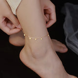 925 Silver Round Geometric Foot Chain Anklet for Women
