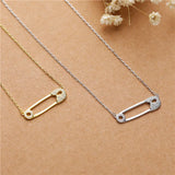 925 Silver Safety Pin Crystal Necklace for Women