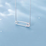 925 Silver Safety Pin Crystal Necklace for Women