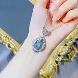 925 Silver Sapphire Pendant for Women Sapphire Necklace Jewelry