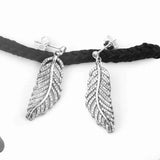 925 Silver Feather Earrings Clear CZ Wedding Jewelry