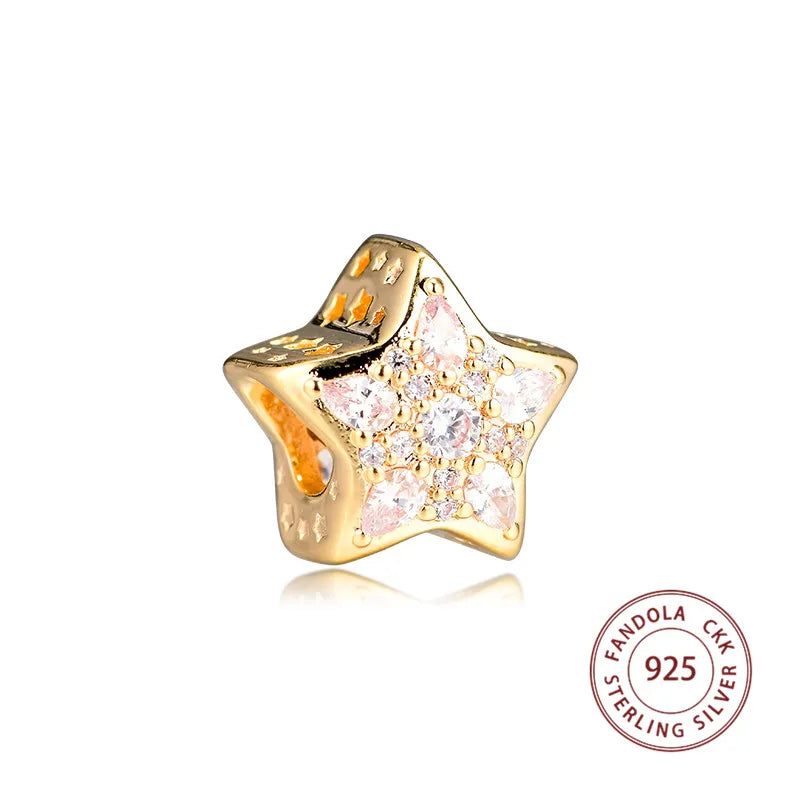 925 Silver Star Charms Beads Crystal for Bracelet Making