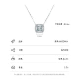 925 Silver Zircon Square Pendant Necklace Women