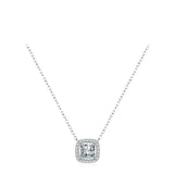 925 Silver Zircon Square Pendant Necklace Women