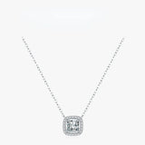 925 Silver Zircon Square Pendant Necklace Women