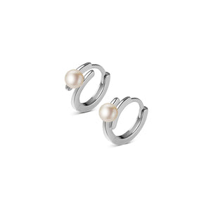 925 Silver Pearl Small Hoop Earrings for Women Girls Minimalist Jewelry