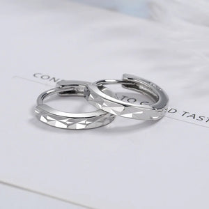 925 Silver Hoop Earrings 15mm Charm Pattern Wedding Party Jewelry