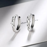 925 Silver Hoop Earrings 15mm Charm Pattern Wedding Party Jewelry