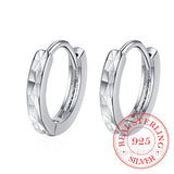 925 Silver Hoop Earrings 15mm Charm Pattern Wedding Party Jewelry