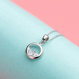 925 Silver Crystal Pendant Necklace for Women Girls