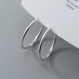 925 Silver Round Hoop Earrings Glossy Circle Hypoallergenic Jewelry
