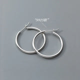 925 Silver Round Hoop Earrings Glossy Circle Hypoallergenic Jewelry