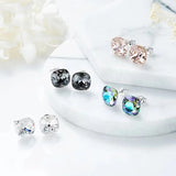925 Silver Square Austrian Crystal Stud Earrings for Women