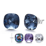 925 Silver Square Austrian Crystal Stud Earrings for Women