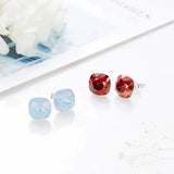 925 Silver Square Austrian Crystal Stud Earrings for Women