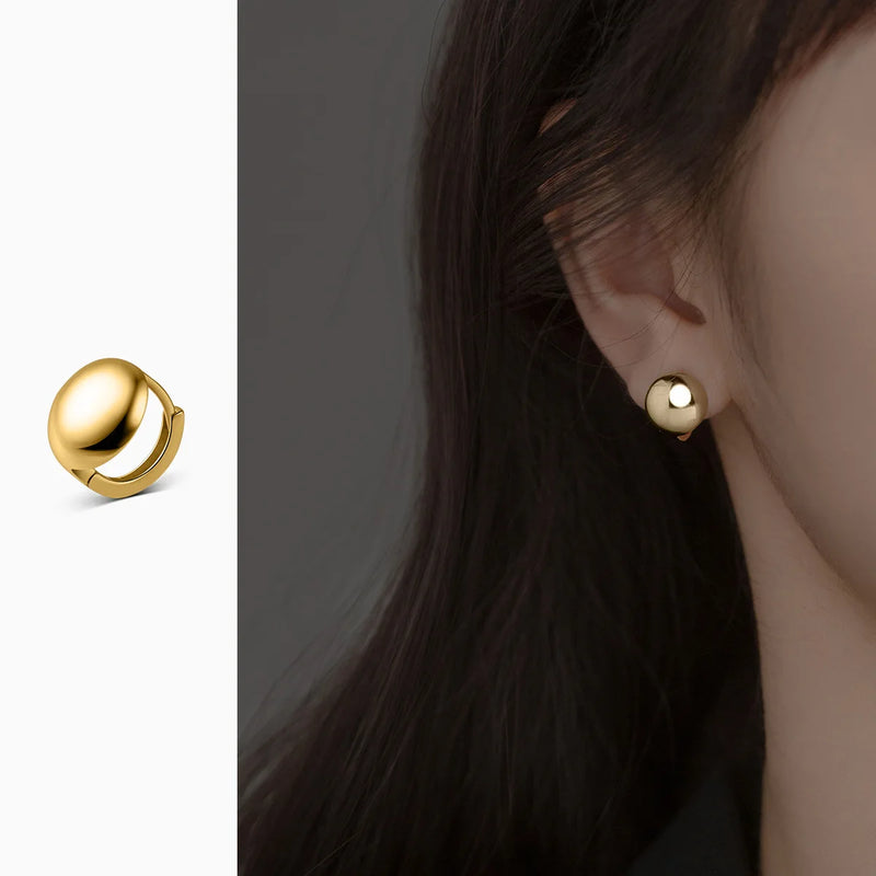 925 Sterling Silver Ball Shape Earrings Minimalist Geometric Jewelry