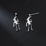 925 Silver Skull Earrings Skeleton Halloween Drop Earring Women Men
