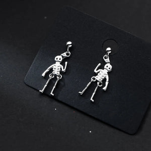 925 Silver Skull Earrings Skeleton Halloween Drop Earring Women Men