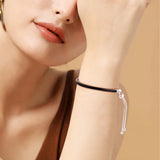 925 Silver Sliding Leather Bracelets for Women DIY Charms Beads