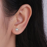 925 Silver Cat Heart Stud Earrings for Women