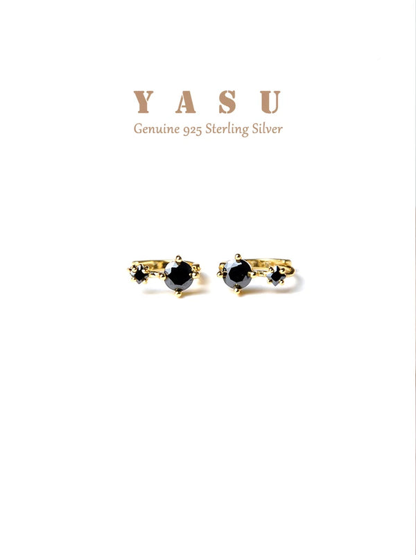 925 Silver Small CZ Hoop Earrings Gothic Punk Ear Studs Women Jewelry