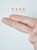 925 Silver Small CZ Hoop Earrings Gothic Punk Ear Studs Women Jewelry