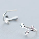 925 Silver Leaf Earrings Tiny Ear Piercing Jewelry Gift