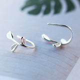 925 Silver Leaf Earrings Tiny Ear Piercing Jewelry Gift