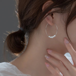 925 Silver Small Pearls Hoop Earrings for Women