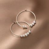 925 Silver Small Pearls Hoop Earrings for Women