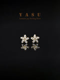 925 Silver Small Stud Earrings Flower Crystal Zirconia Party Jewelry