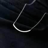 925 Silver Smile Clavicle Necklace Slim Chain Style Collar Bijoux
