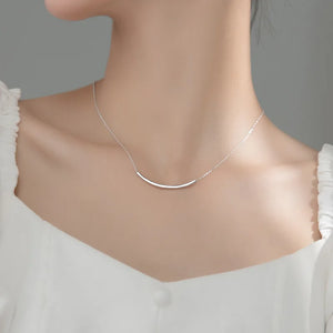 925 Silver Smile Clavicle Necklace Slim Chain Style Collar Bijoux